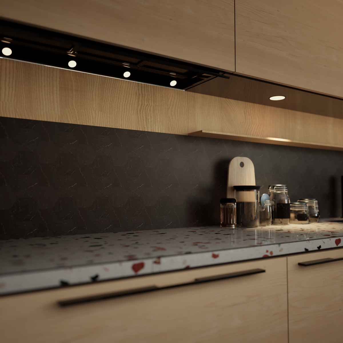 6 in La Nero Venato Marca Hexagon Honed Glazed Porcelain Mosaic Tile