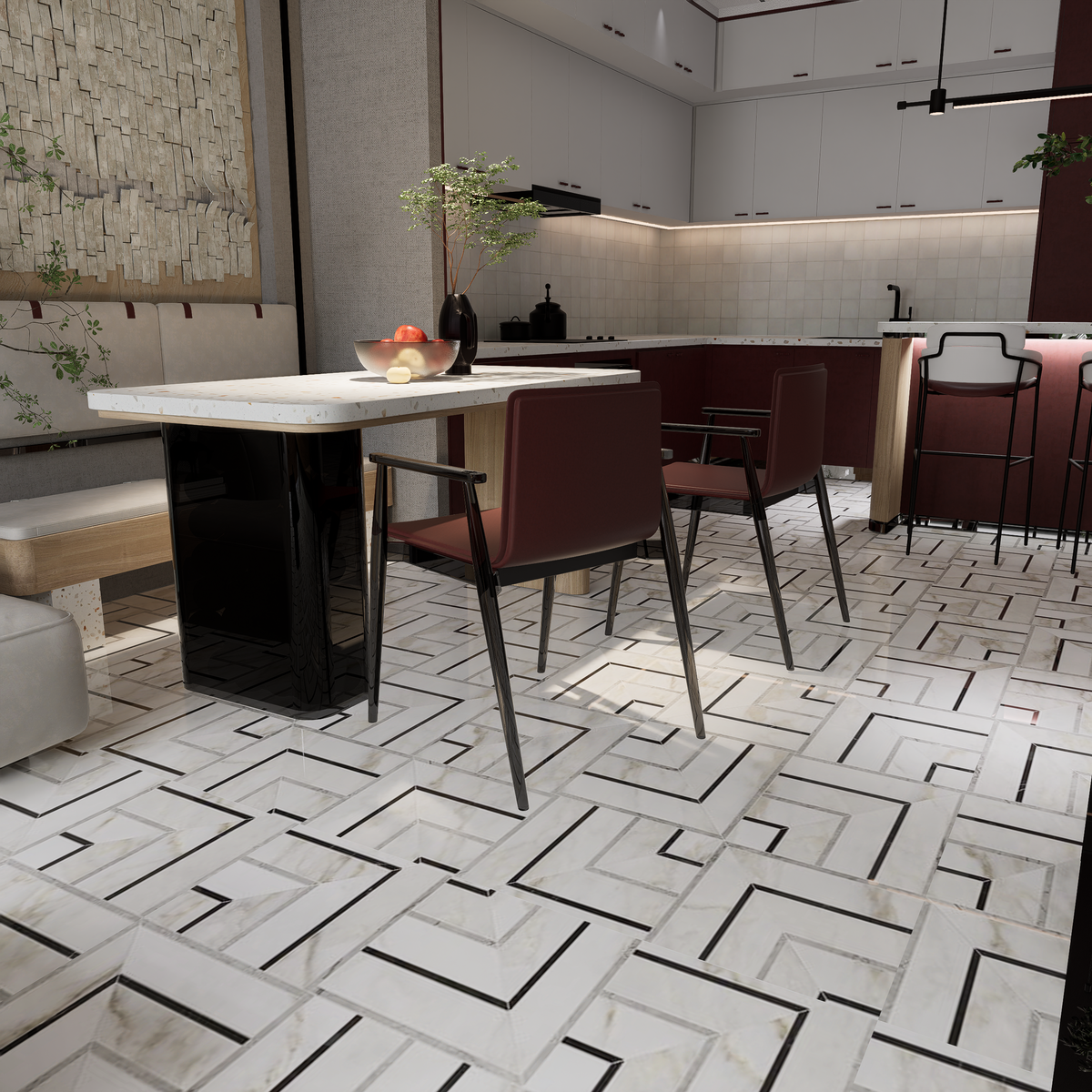 Picco La Marca Calacatta Paonazzo Honed Glazed Porcelain Mosaic