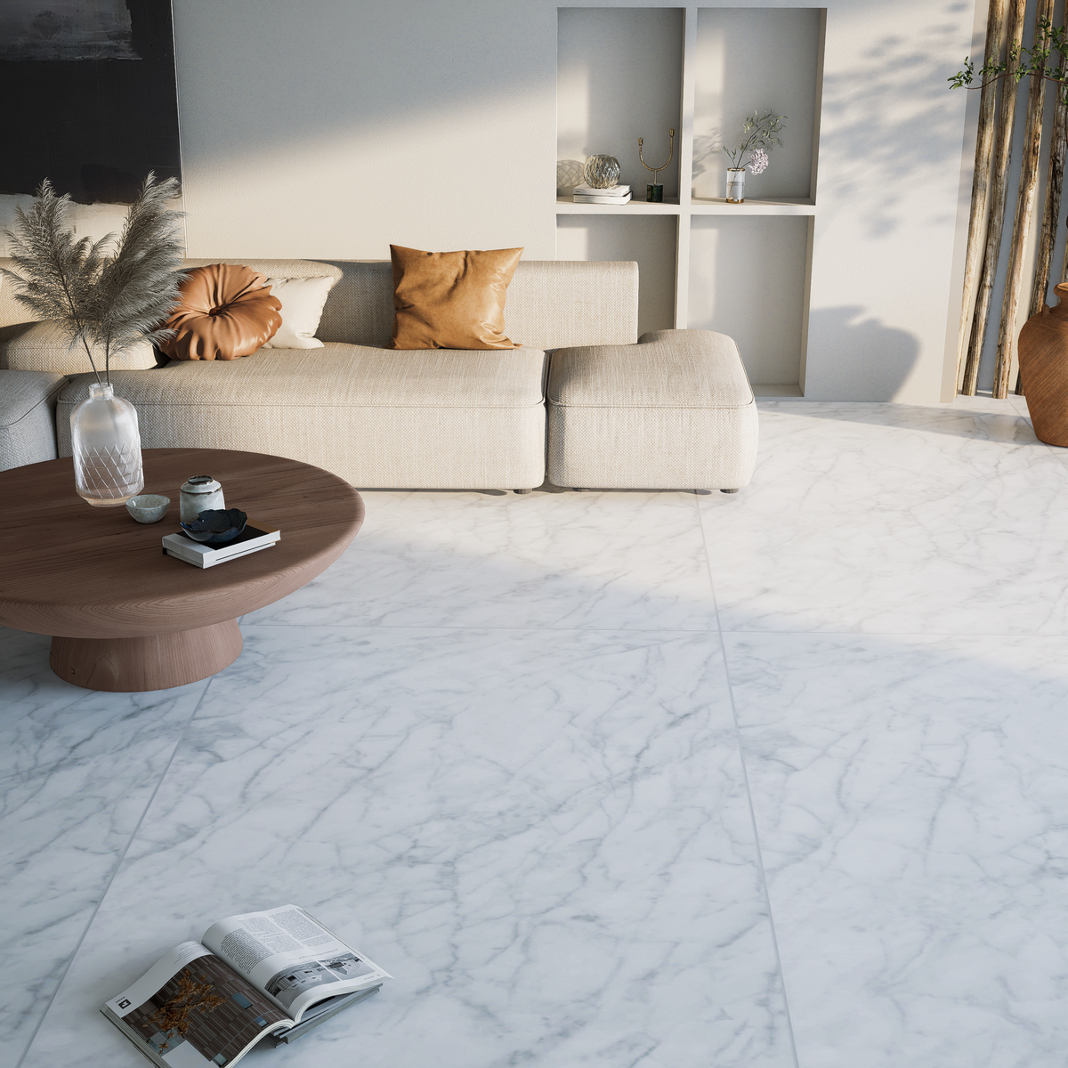 24 X 48 In Plata Carrara Abisso Matte Rectified Glazed Porcelain