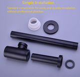 TRUSTMI Bottle P Trap Brass Round 1 1/4 Inch Decorative P-Trap, Adjustable Bathroom Basin Sink Waste Drain Kit, Wall Drainage, Matte Black