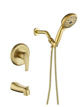Wellfor Brushed Gold 10-Setting Handheld Showerhead and Bathtub Faucet Set - 88047BG