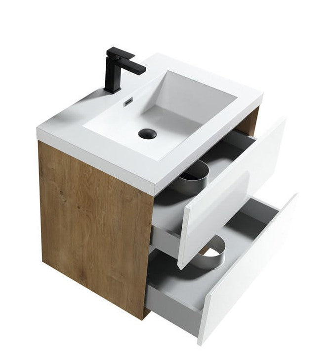 Kingdee 30'' Floating Bathroom Vanity With Acrylic Sink Top - SLIM-30-GW