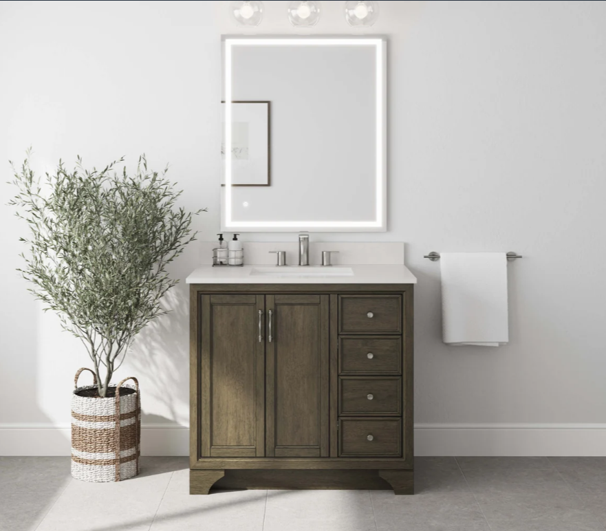 Lanagan 36-in Shaded Timber Bathroom Vanity Base Cabinet with VC top