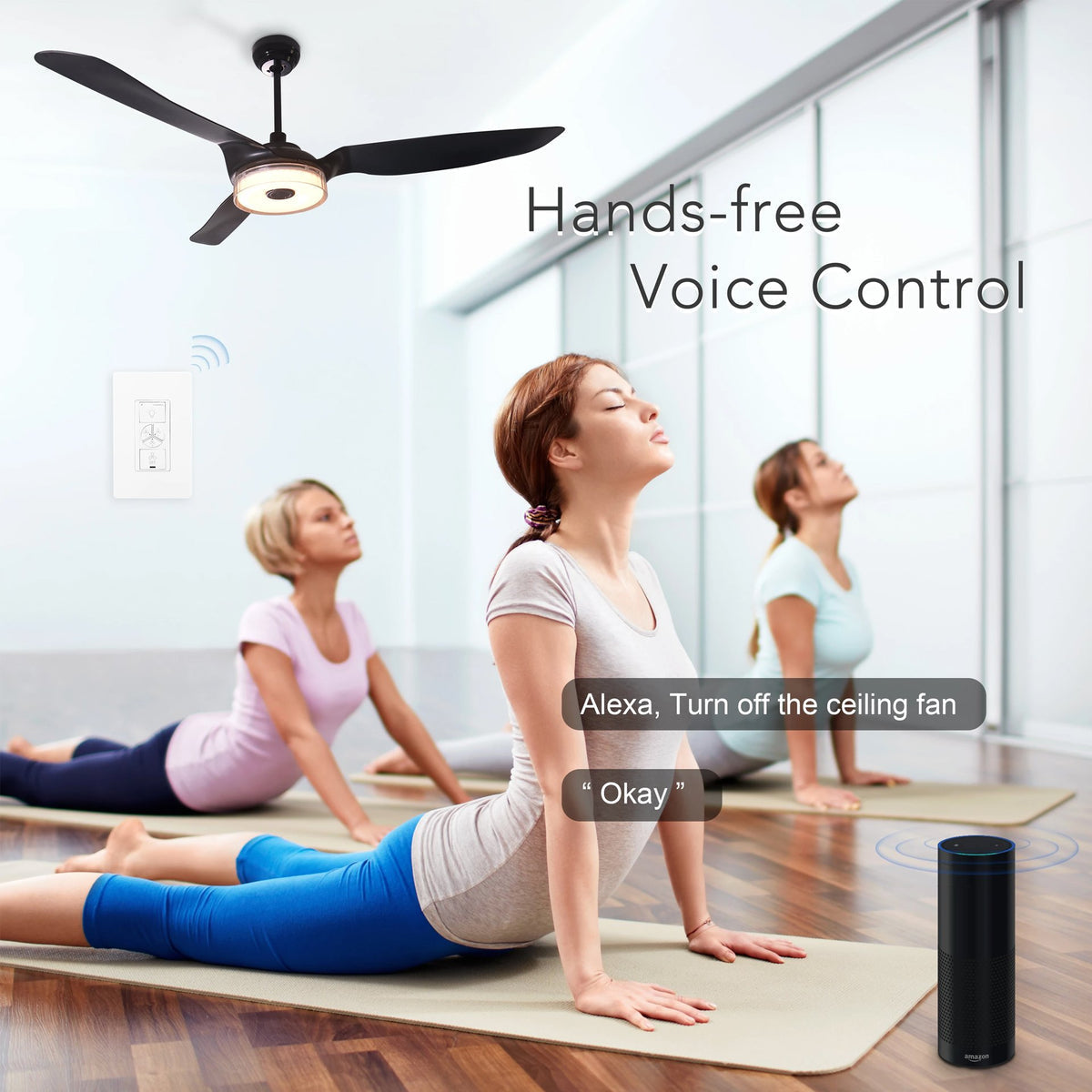 Pilot Smart Wall Switch For Ceiling Fans(1-Gang), Google Assistant, and Siri Shortcuts, Works with Amazon Alexa