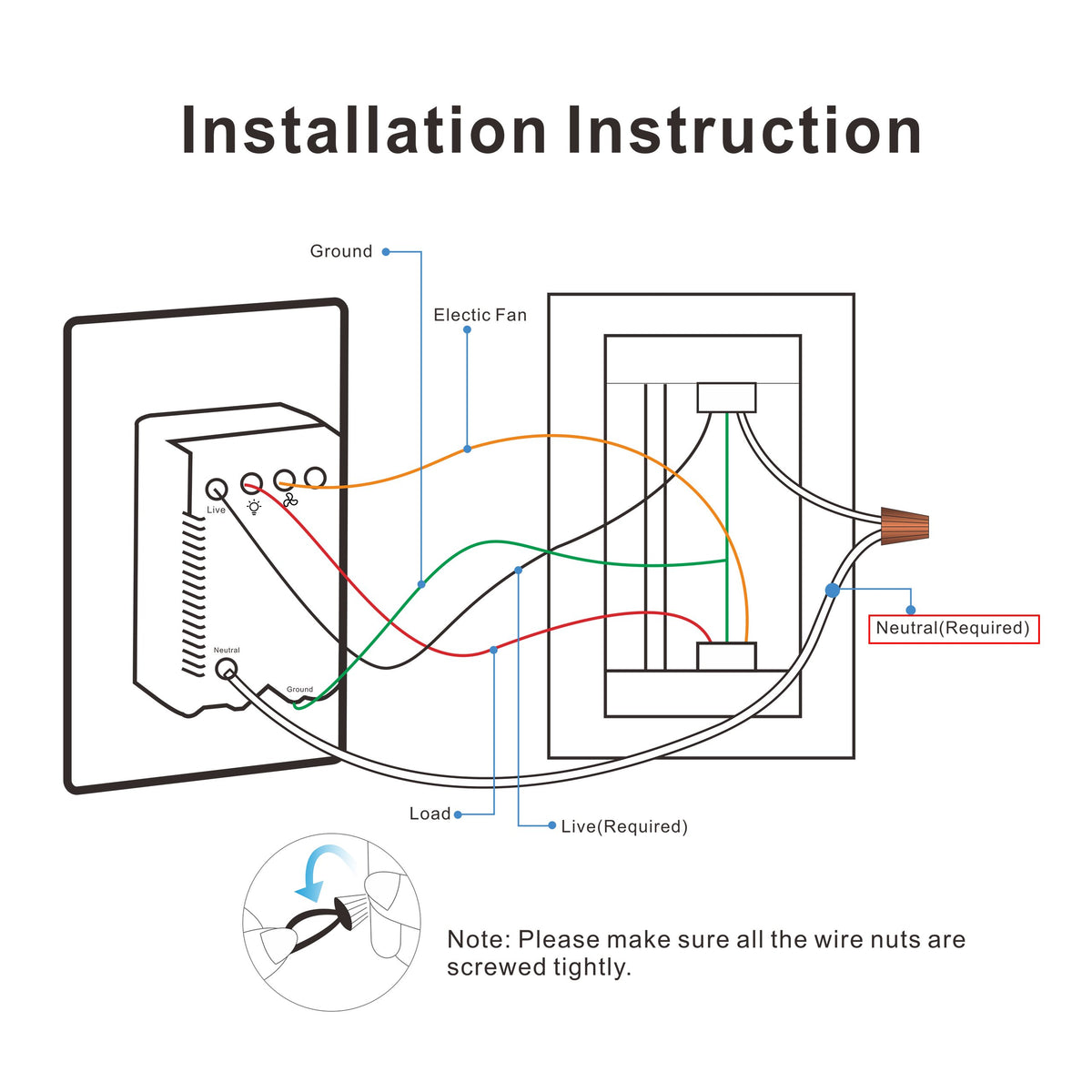 Pilot Smart Wall Switch For Ceiling Fans(1-Gang), Google Assistant, and Siri Shortcuts, Works with Amazon Alexa