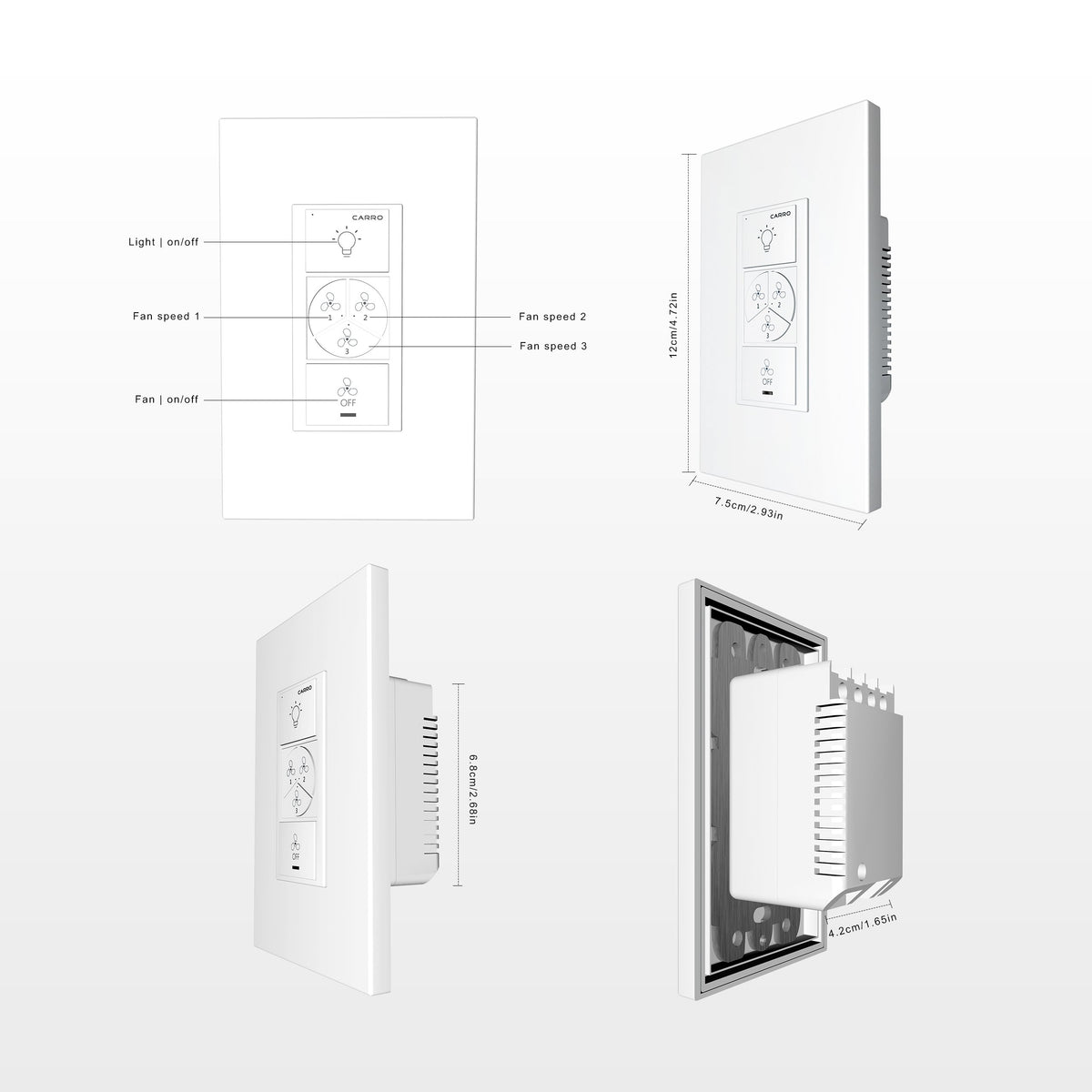 Pilot Smart Wall Switch For Ceiling Fans(1-Gang), Google Assistant, and Siri Shortcuts, Works with Amazon Alexa