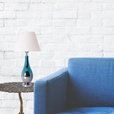 Lola Ombre Droplet Glass Table Lamp 28" - Blue Chrome Ombre/Creme (Set of 2)