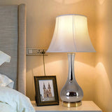 Melati Chrome Gray Ombre Glass Table Lamp 28" - Chrome Gray/White Collapsible Shade (Set of 2)