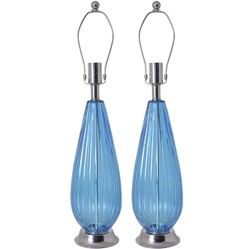 Manolya Translucent Glass Table Lamp 28" - Sky Blue/Ivory White (Set of 2)