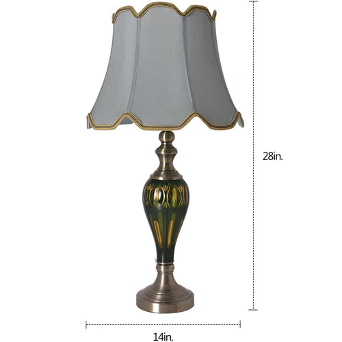 Piatunnia Art Deco Fluted Glass Table Lamp 28" - Emerald Green/Light Green (Set of 2)