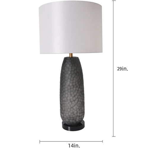 Flores Petals Textured Cylinder Glass Table Lamp 29" - Smoke Gray/Light Gray