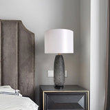 Flores Petals Textured Cylinder Glass Table Lamp 29" - Smoke Gray/Light Gray