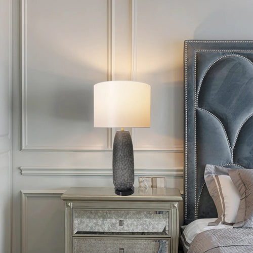 Flores Petals Textured Cylinder Glass Table Lamp 29" - Smoke Gray/Light Gray