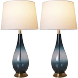 Lola Ombre Droplet Glass Table Lamp 28" - Deep Green Ombre/White (Set of 2)
