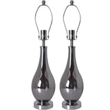Lola Chrome Droplet Glass Table Lamp 28" - Chrome Gray/Creme (Set of 2)
