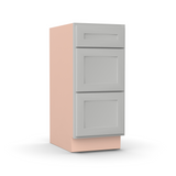 Liberty Shaker Ashen - 15 Inch Vanity Drawer Base Cabinet - 15" Width x 34.5" Height x 21" Depth