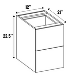 Lakeland Oak 03 Textured - Vanity Hanging Drawer Base Cabinet - 12"W x 22.5"H x 21"D - Frameless Cabinet