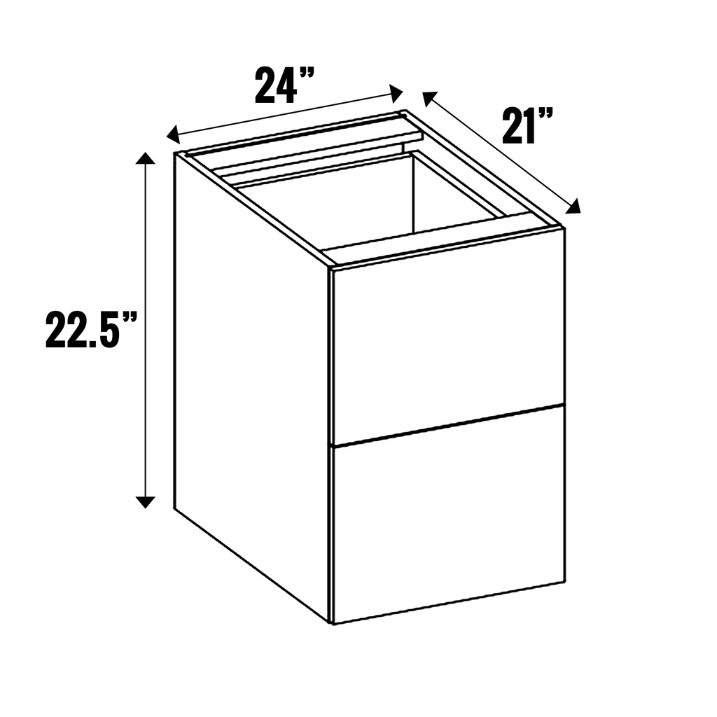 Negro Gloss - Vanity Hanging Drawer Base Cabinets - 22.5 Inch Height x 24 Inch Width x 21 Inch Depth - M10-VHDB24-22.5
