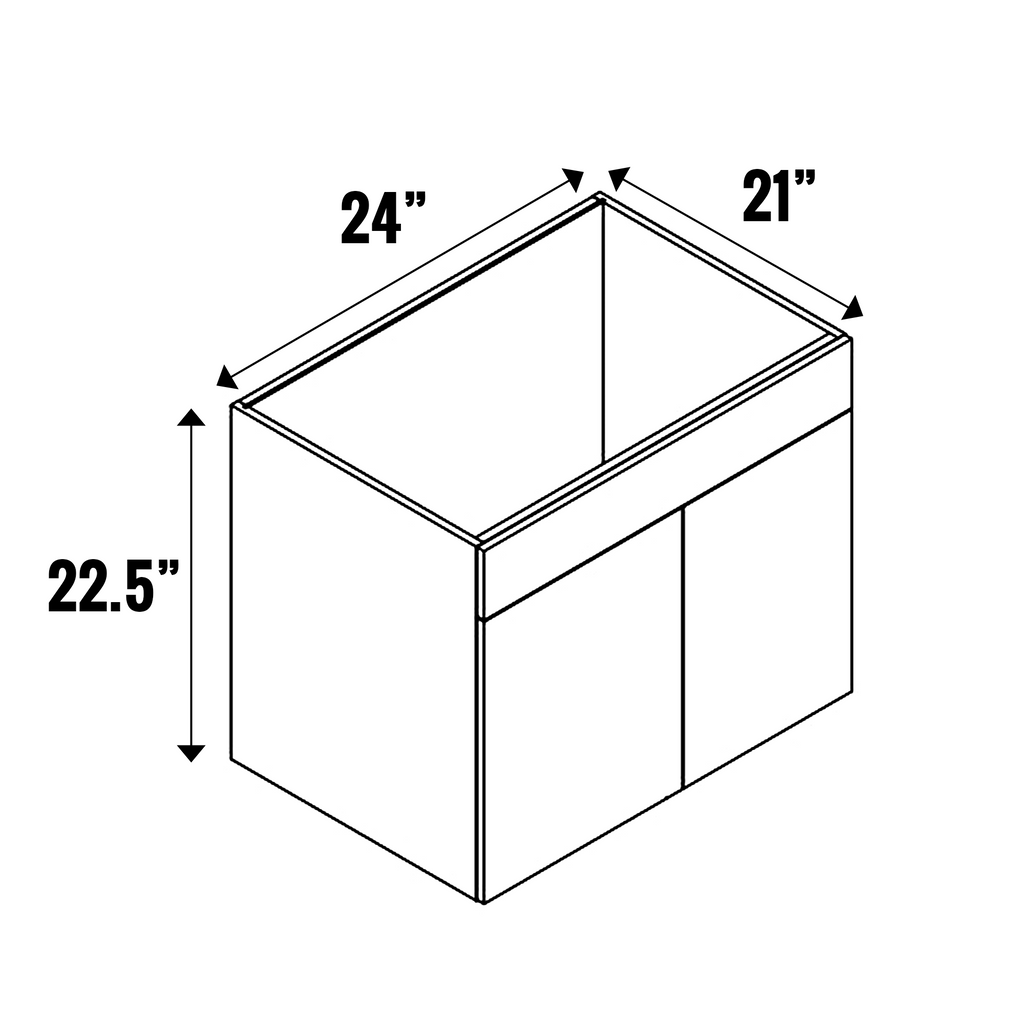 Muratti Textured - Hanging Drawer Sink Base Cabinets - 22.5 Inch Height x 24 Inch Width x 21 Inch Depth - M01-VHSB24-22.5