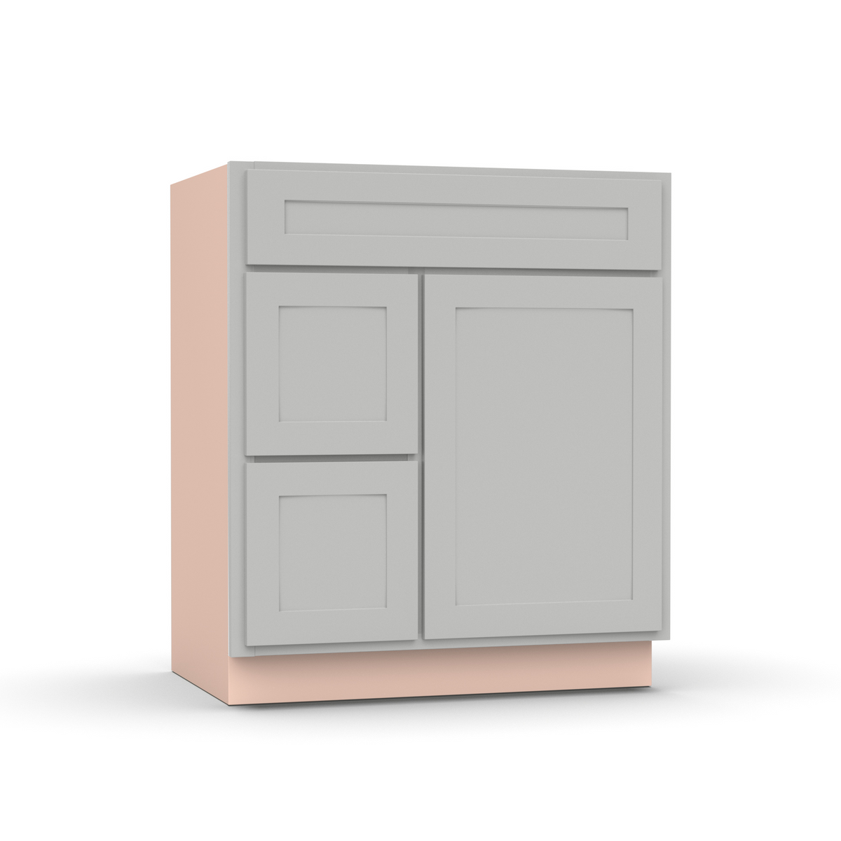 Liberty Shaker Ashen - 30 Inch Vanity Sink Drawer Base Cabinet - 30" Width x 34.5" Height x 21" Depth