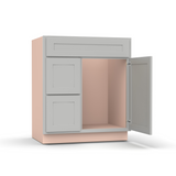 Liberty Shaker Ashen - 30 Inch Vanity Sink Drawer Base Cabinet - 30" Width x 34.5" Height x 21" Depth