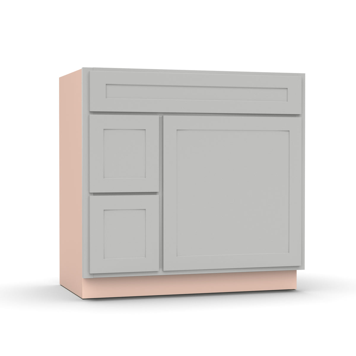 Liberty Shaker Ashen - 36 Inch Vanity Sink Drawer Base Cabinet - 36" Width x 34.5" Height x 21" Depth
