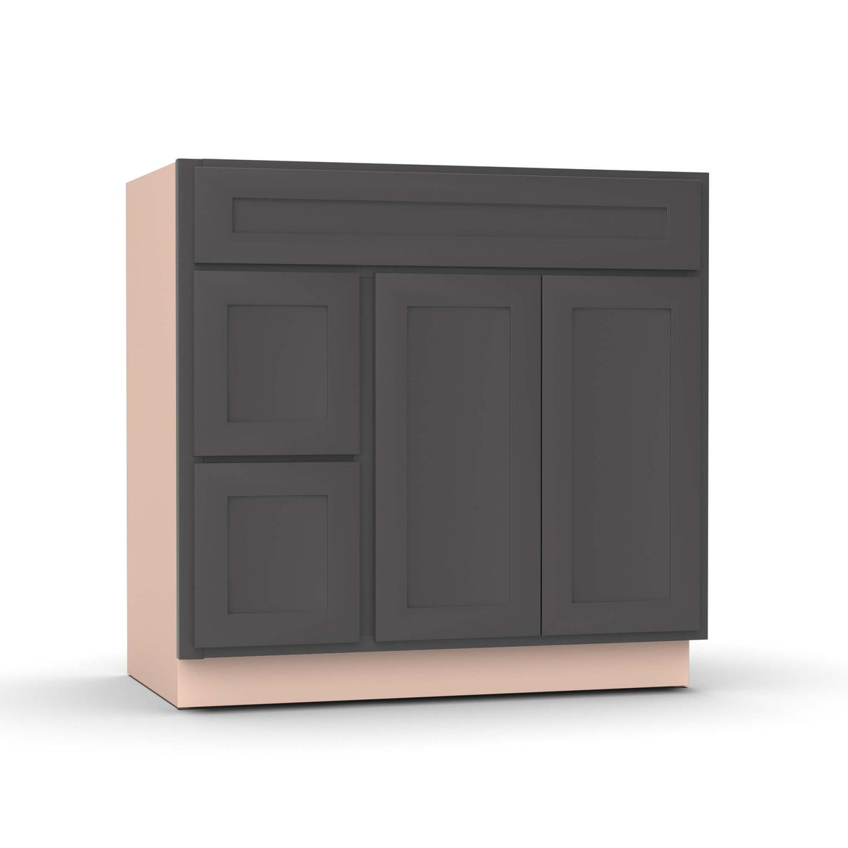 Liberty Shaker Grey - 36 Inch Vanity Sink Drawer Base Cabinet - 36" Width x 34.5" Height x 21" Depth