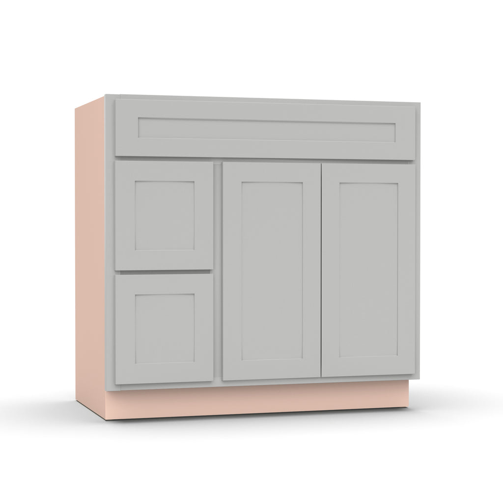 Liberty Shaker Ashen - 36 Inch Vanity Sink Drawer Base Cabinet - 36