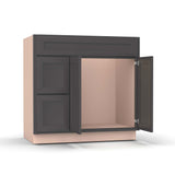 Liberty Shaker Grey - 36 Inch Vanity Sink Drawer Base Cabinet - 36" Width x 34.5" Height x 21" Depth