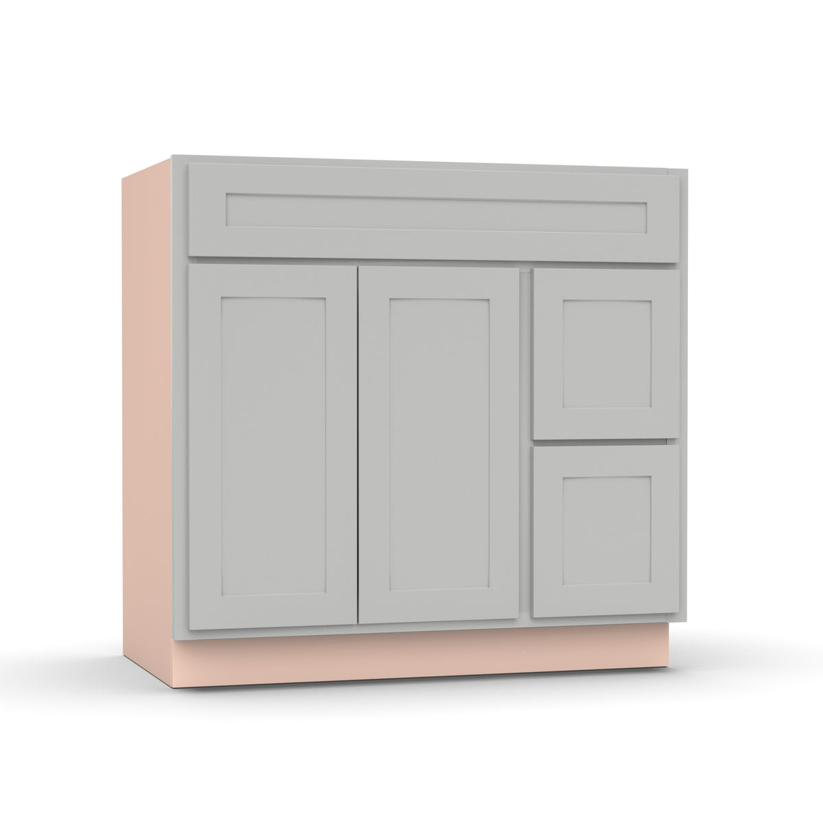 Liberty Shaker Ashen - 36 Inch Vanity Sink Drawer Base Cabinet - 36" Width x 34.5" Height x 21" Depth