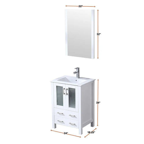 Volez 24 White Vanity with Integrated Square Sink