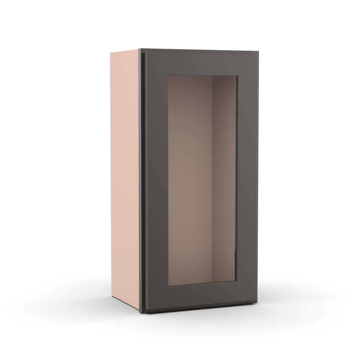 Liberty Shaker Grey - 15 Inch Single Glass Door Wall Cabinet - 15" Width x 30" Height x 12" Depth