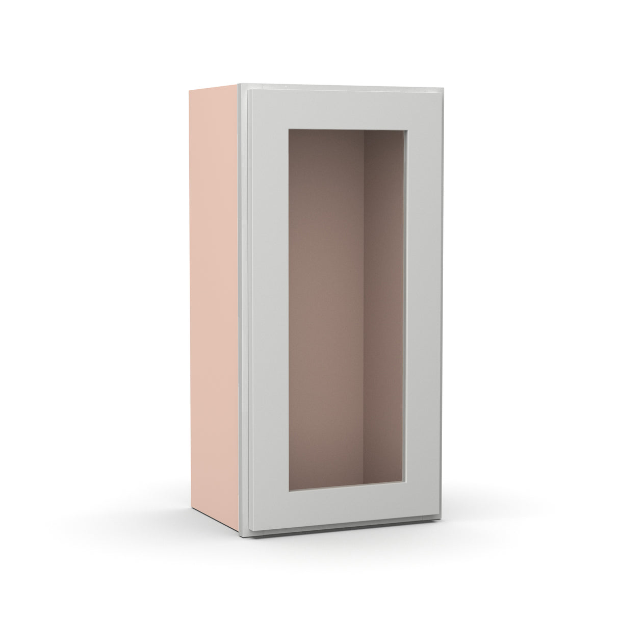 Liberty Shaker Ashen - 15 Inch Single Glass Door Wall Cabinet - 15" Width x 30" Height x 12" Depth