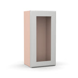Liberty Shaker Ashen - 15 Inch Single Glass Door Wall Cabinet - 15" Width x 30" Height x 12" Depth