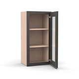 Liberty Shaker Grey - 15 Inch Single Glass Door Wall Cabinet - 15" Width x 30" Height x 12" Depth