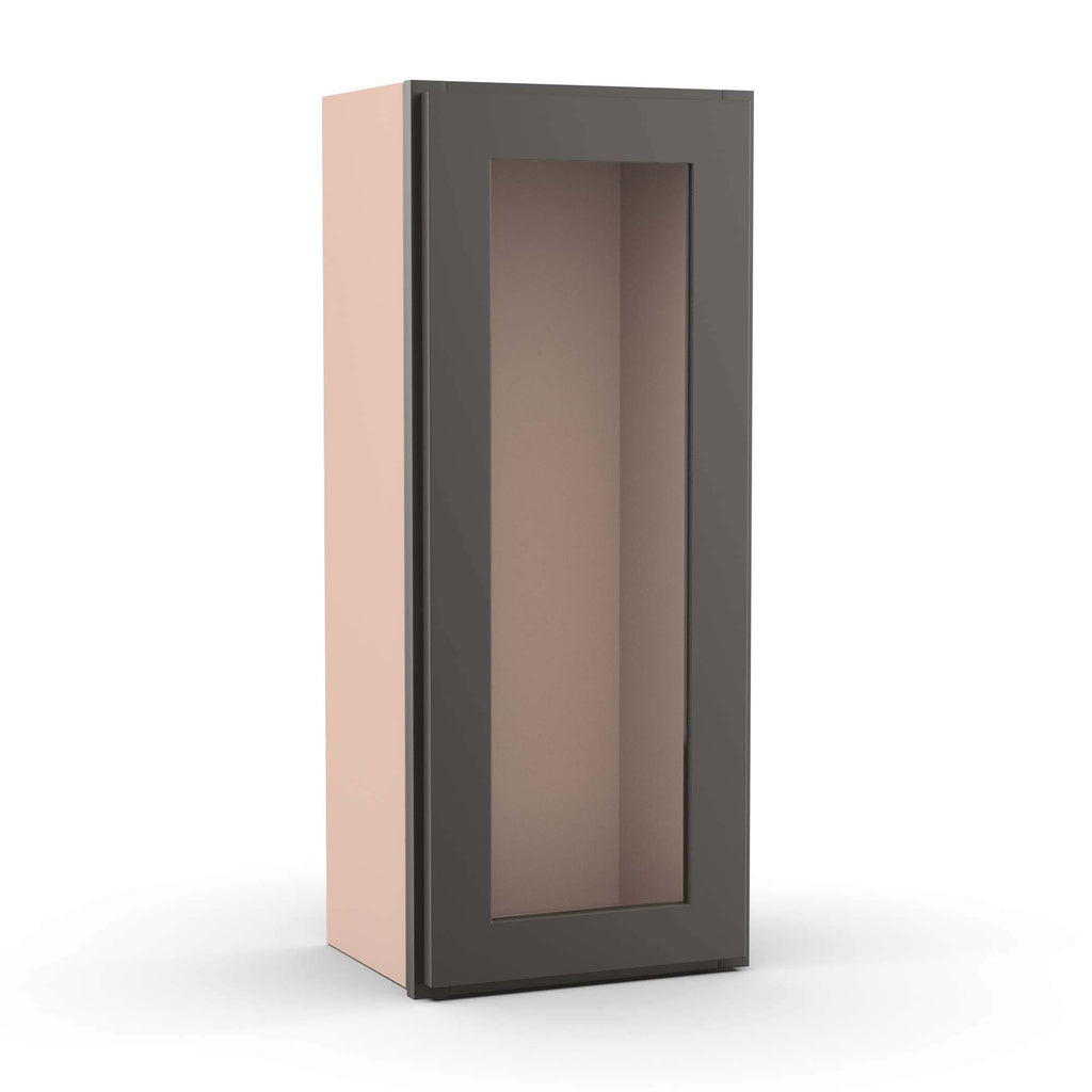 Liberty Shaker Grey - 15 Inch Single Glass Door Wall Cabinet - 15