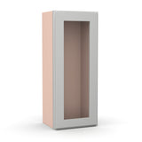 Liberty Shaker Ashen - 15 Inch Single Glass Door Wall Cabinet - 15" Width x 36" Height x 12" Depth