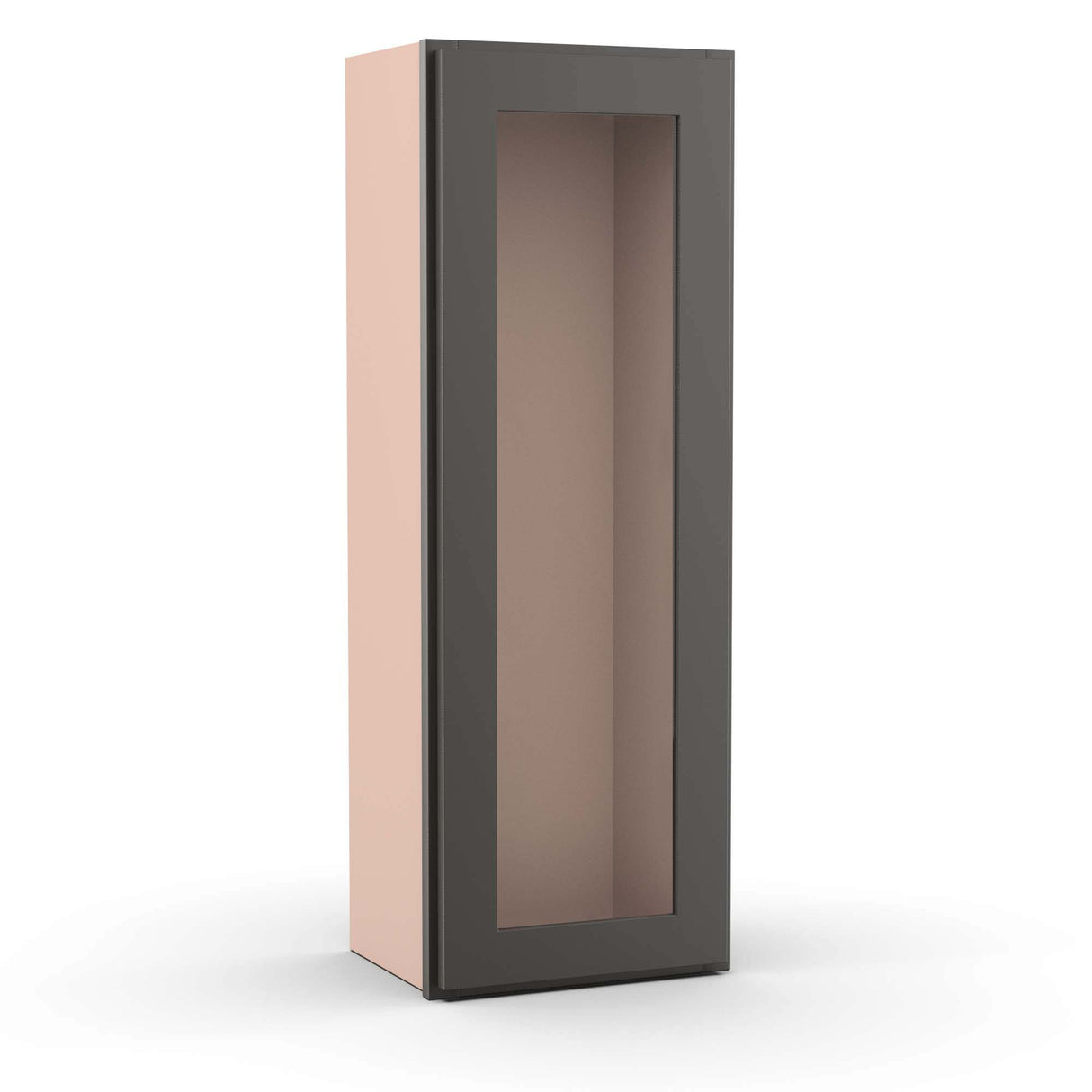 Liberty Shaker Grey - 15 Inch Single Glass Door Wall Cabinet - 15" Width x 42" Height x 12" Depth