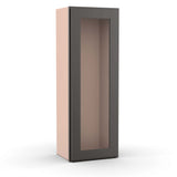 Liberty Shaker Grey - 15 Inch Single Glass Door Wall Cabinet - 15" Width x 42" Height x 12" Depth