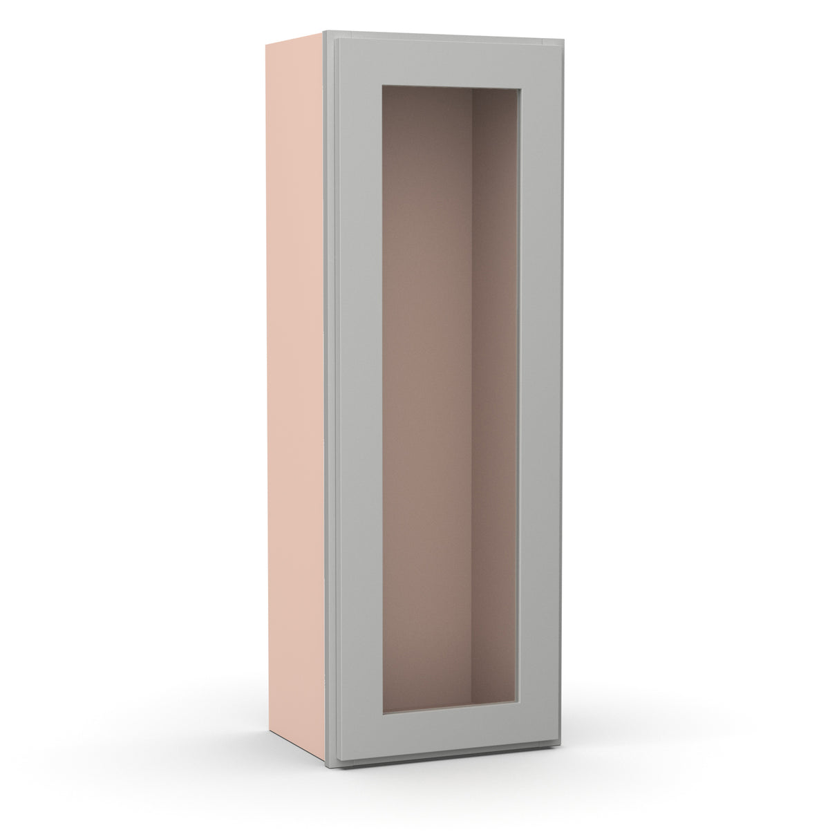Liberty Shaker Ashen - 15 Inch Single Glass Door Wall Cabinet - 15" Width x 42" Height x 12" Depth
