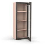 Liberty Shaker Grey - 15 Inch Single Glass Door Wall Cabinet - 15" Width x 42" Height x 12" Depth