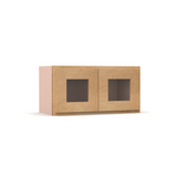 Liberty Shaker Karamel - 24 Inch Double Glass Door Wall Cabinet - 24" Width x 12" Height x 12" Depth