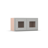 Liberty Shaker Ashen - 24 Inch Double Glass Door Wall Cabinet - 24" Width x 12" Height x 12" Depth