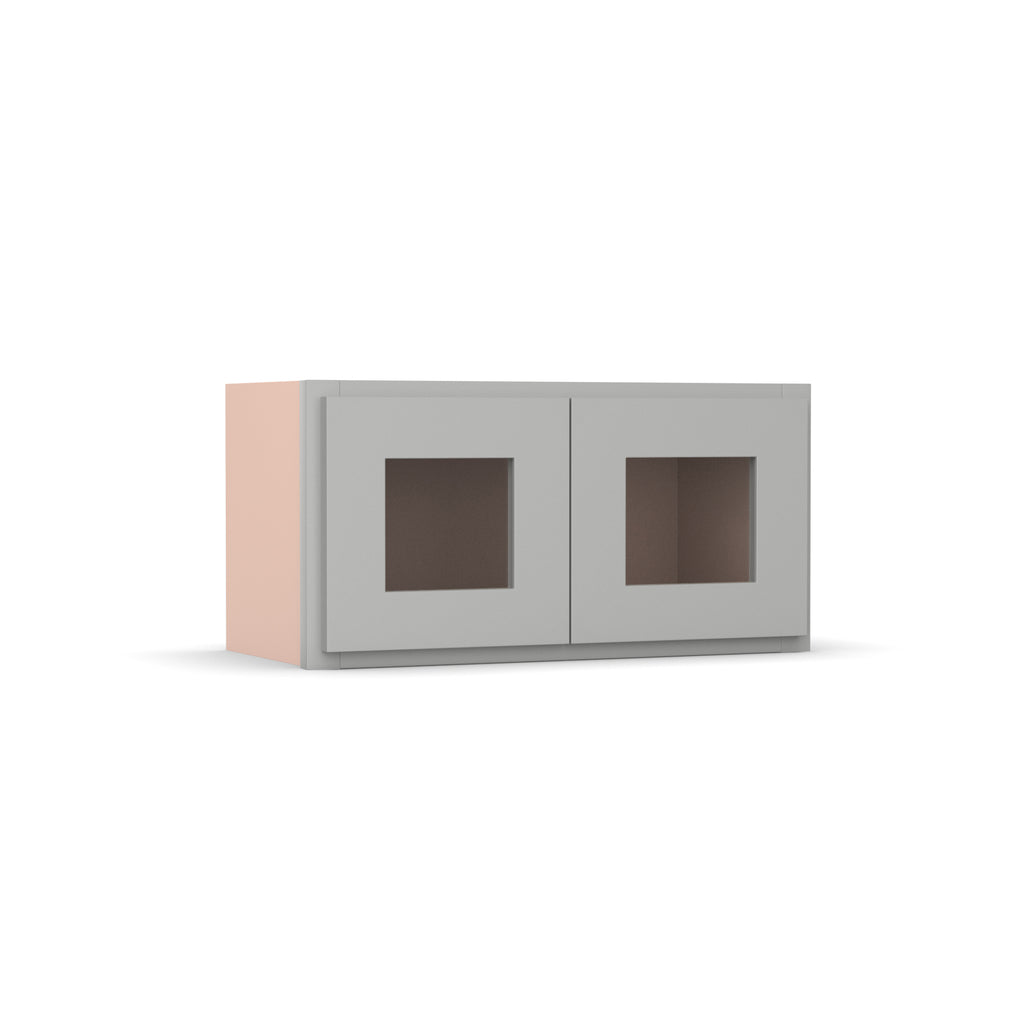 Liberty Shaker Ashen - 24 Inch Double Glass Door Wall Cabinet - 24