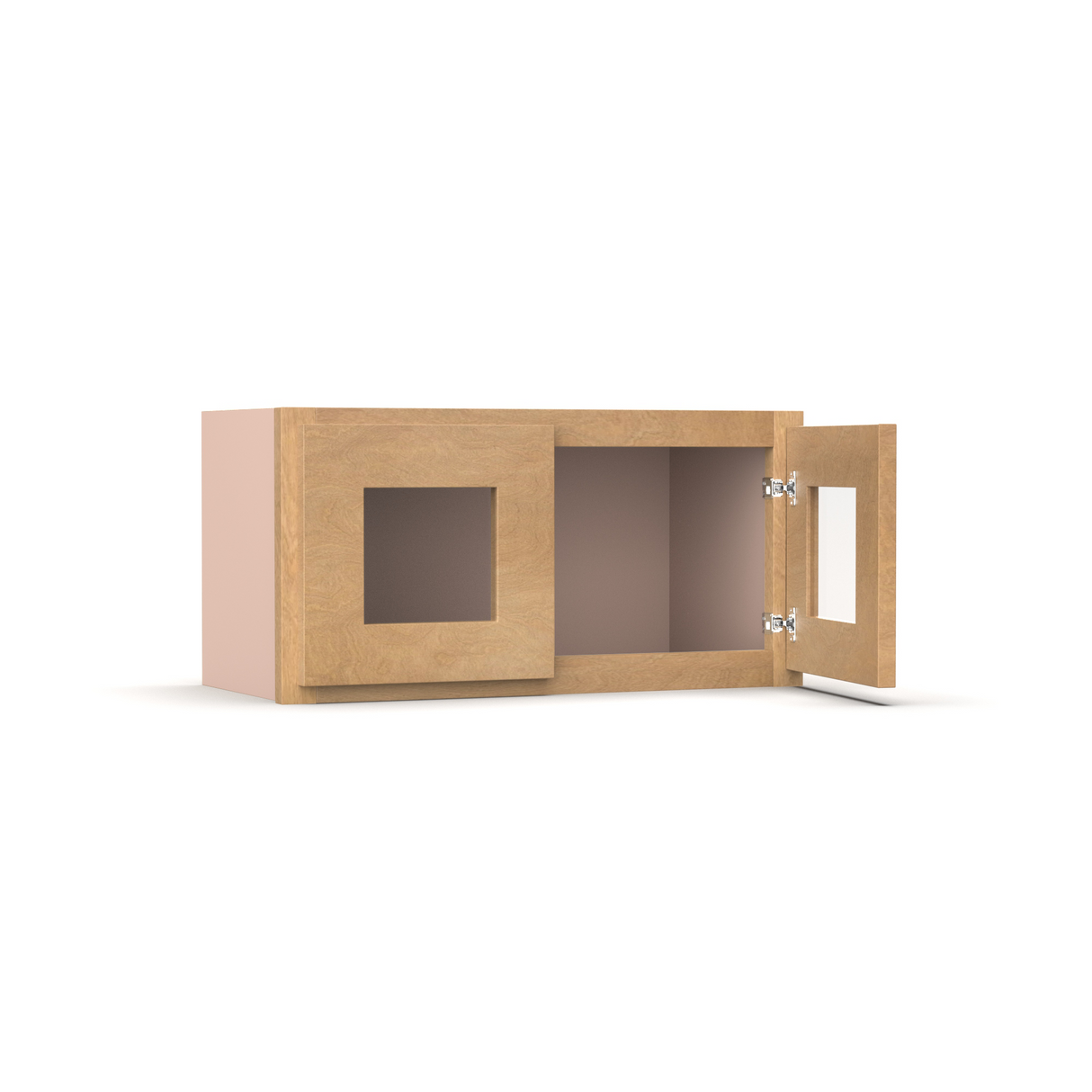 Liberty Shaker Karamel - 24 Inch Double Glass Door Wall Cabinet - 24" Width x 12" Height x 12" Depth