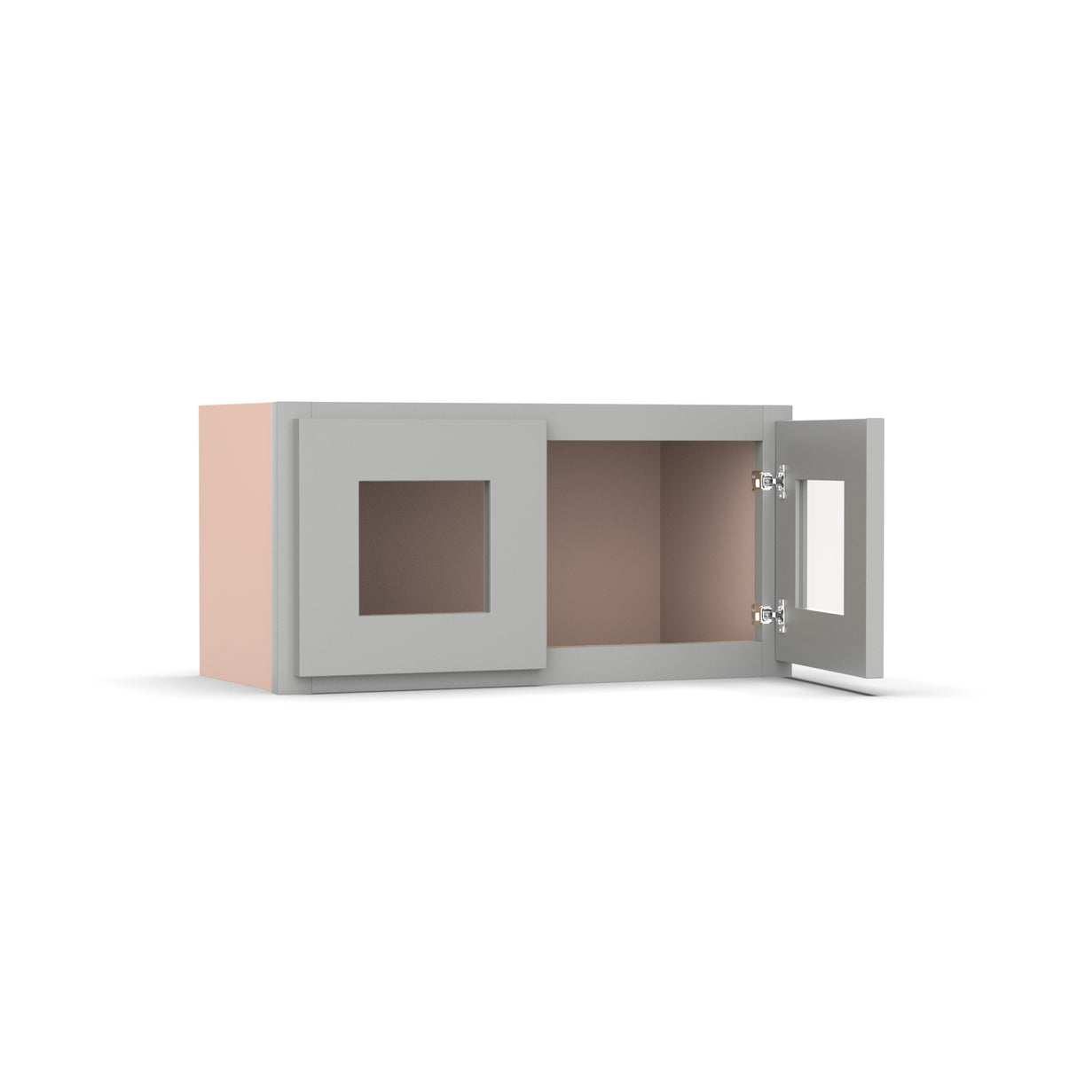 Liberty Shaker Ashen - 24 Inch Double Glass Door Wall Cabinet - 24" Width x 12" Height x 12" Depth