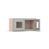 Liberty Shaker Ashen - 24 Inch Double Glass Door Wall Cabinet - 24" Width x 12" Height x 12" Depth