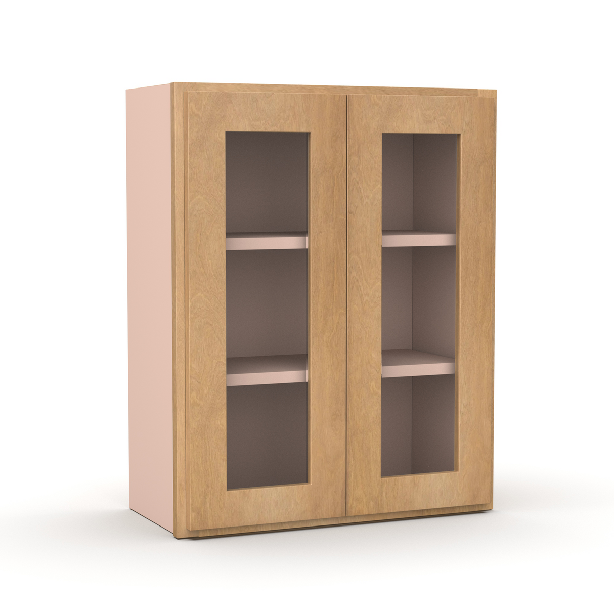 Liberty Shaker Karamel - 24 Inch Double Glass Door Wall Cabinet - 24" Width x 30" Height x 12" Depth