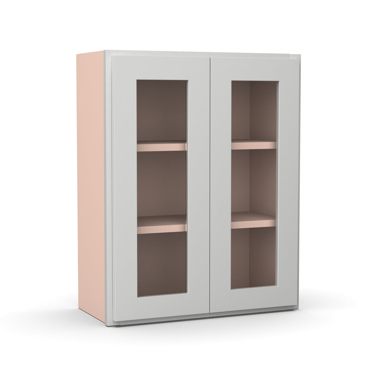 Liberty Shaker Ashen - 24 Inch Double Glass Door Wall Cabinet - 24" Width x 30" Height x 12" Depth