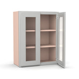 Liberty Shaker Ashen - 24 Inch Double Glass Door Wall Cabinet - 24" Width x 30" Height x 12" Depth